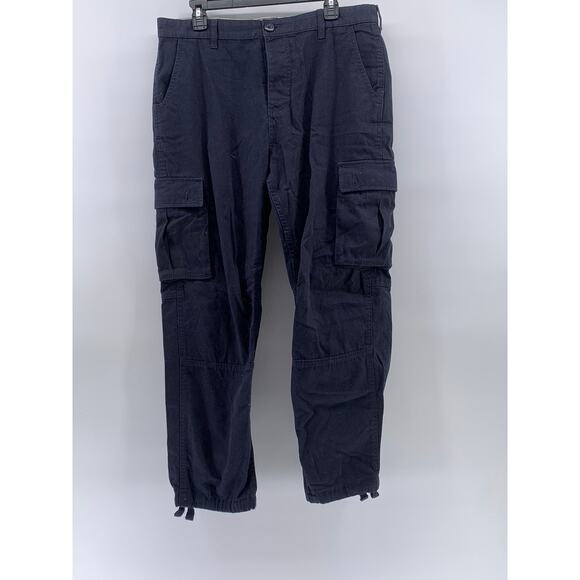 THE STRONGHOLD Men's Navy Blue Relaxed-Fit Straight-Leg Cargo Pants SZ 34x30 - Picture 1 of 11